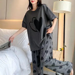 SR-DOUBLE HEARTS PRINTED NIGHT SUIT - GREY