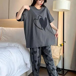 SR-DOUBLE HEARTS PRINTED NIGHT SUIT - GREY