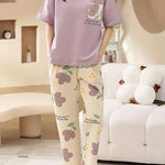 POCKET FLOWER NIGHT SUIT - LILAC